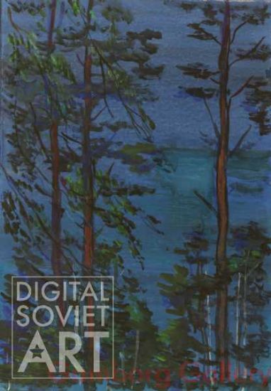 Northern Lake with Trees by Night – Без названия