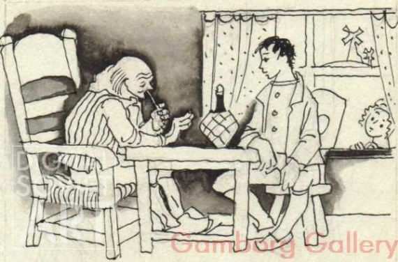 Illustration from "Karole Seeks a Craft", Ludmilla Makowsky (Luda) (1959) – Иллюстрации для рассказа "Кароле ищет себе ремесло", Людмила Маковский (Луда) (1959)