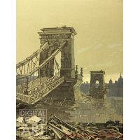 Blown-up Bridge by the Danube – Взорванный мост через Дунай отступавшими немецками фашистами