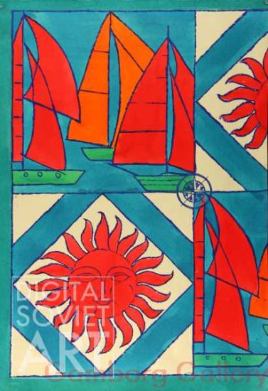 The 1980 Tallinn Sailing Olympics. Design Sketch for Scarf  – Без названия
