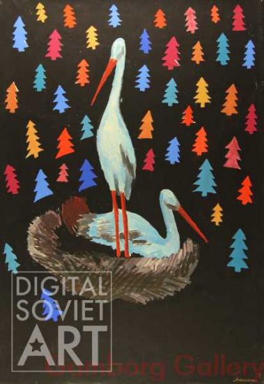 Storcks on the Nest – Аисты - маккет плаката (без назв.)