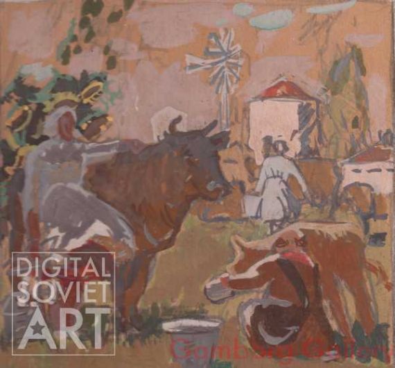 Sketch for Kolkhoz Mural. Milking the Cows – Без названия