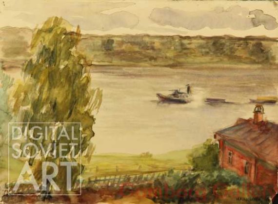 River Landscape with Cottage – Без названия