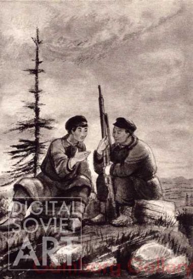 Illustration from "The Boys from Marykchan", Erelin Erestin, 1942 – Марыкчанские ребята, Эрелик Эристин, 1942