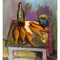 Still Life with Fish and Bottle on a Stool – Без названия