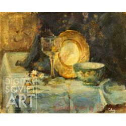 Still-life with Glass, Plate and Bowl – Без названия