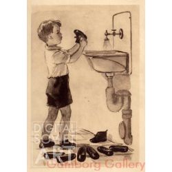 Boy Cleaning Galoshes – Без названия