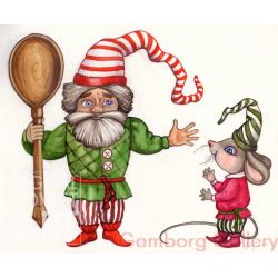 Christmas Gnome with and Mouse – Без названия