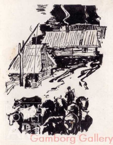 Illustration from "People of the Marsh", Ivan Melezh , 1961 – Люди на болоте, Иван Мележ, 1961