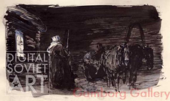 Illustration from "The Other Side", Viktor Kin, 1928. – Иллюстрация для романа Виктора Кина «По ту сторону», 1928