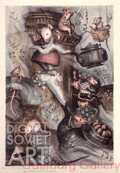Illustration from "Soup from a Sausage Skewer", by Hans Christian Andersen, 1858 – Иллюстрация для "Суп из колбасной палочки", Х.К. Андерсен, 1858