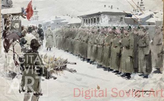 Sergei Lazo Before  the Revolutionary Council in Irkutsk, 1918 – С. Лазо в Иркутске перед рев. Ротой, 1918
