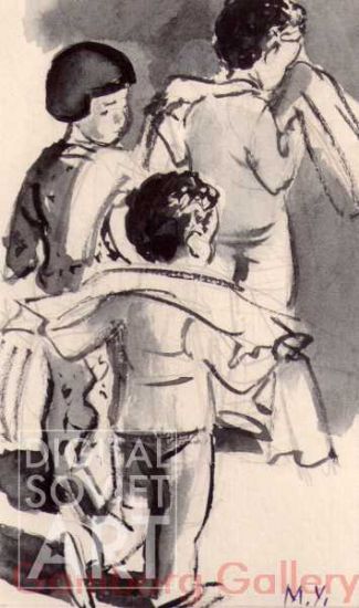 Illustration from "Girls", Vera Smirnova, 1963 – Иллюстрация для книги "Девочки", Вера Смирнова, 1963