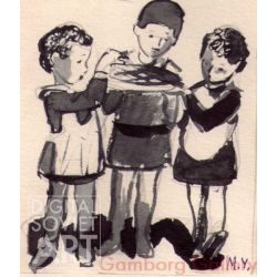 Illustration from "Girls", Vera Smirnova, 1963 – Иллюстрация для книги "Девочки", Вера Смирнова, 1963