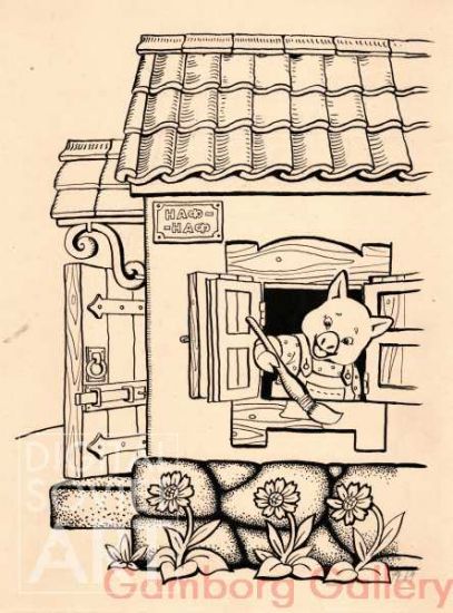 Illustration from "Three Little Piglets" – Иллюстрация для книги "Три поросенка"
