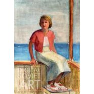 Crimea. Girl on Balcony By the Sea – Девушка на балконе у моря