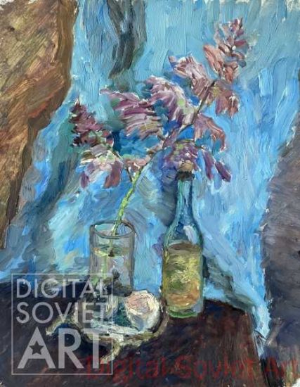 Still-life With Flowers On Blue Background – Без названия