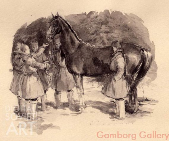 Soldiers with Horse –  Иллюстрация (без назв.)