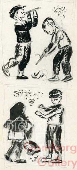 Illustration from "The Violin", Leib Kvitko, 1948 – Иллюстрация для "Скрипочка", Лев Квитко, 1948