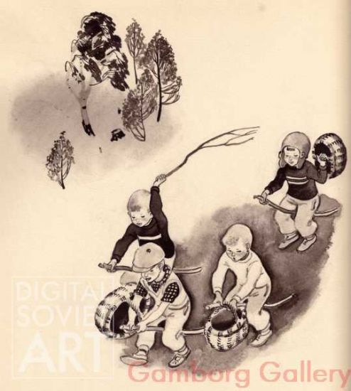 Illustration from "My Green Earth", Platon Voronko, 1964 – Моя зеленая земля