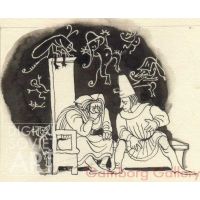 Illustration from "The House Gnome from Paris", Ludmilla Makowsky (Luda) (1959) – Иллюстрации для рассказа "Парижский домовой", Людмила Маковский (Луда) (1959)