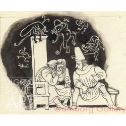 Illustration from "The House Gnome from Paris", Ludmilla Makowsky (Luda) (1959) – Иллюстрации для рассказа "Парижский домовой", Людмила Маковский (Луда) (1959)