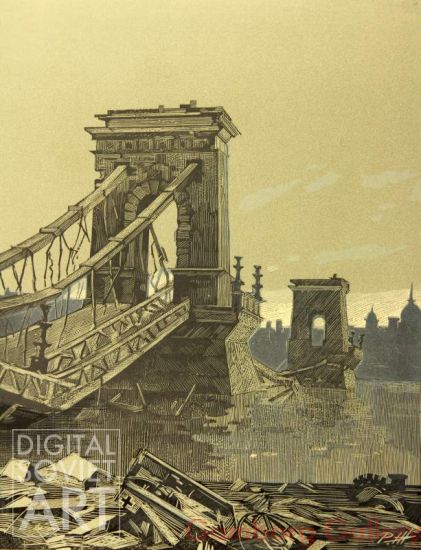 Blown-up Bridge by the Danube – Взорванный мост через Дунай отступавшими немецками фашистами